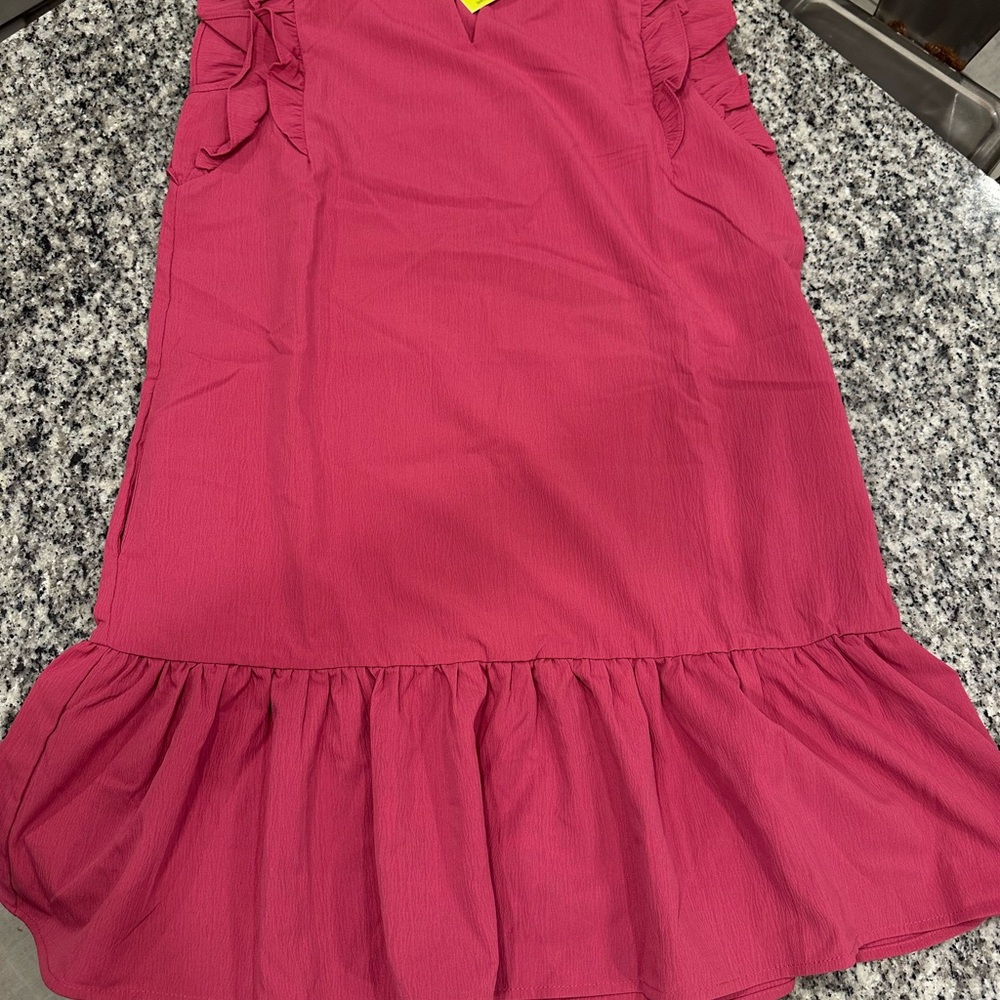 Vibrant Pink Knee-Length Ruffled Skirt for Casual Wear